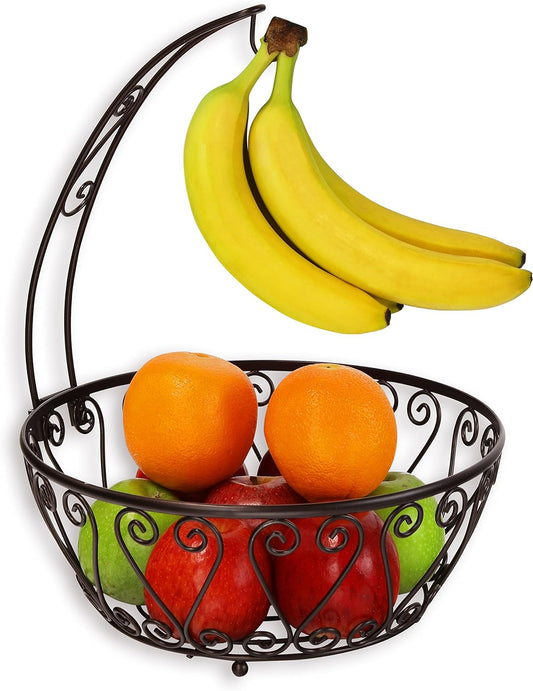 Simple Houseware Metal Fruit Basket Watchband Banana Tree Hook,Bronze